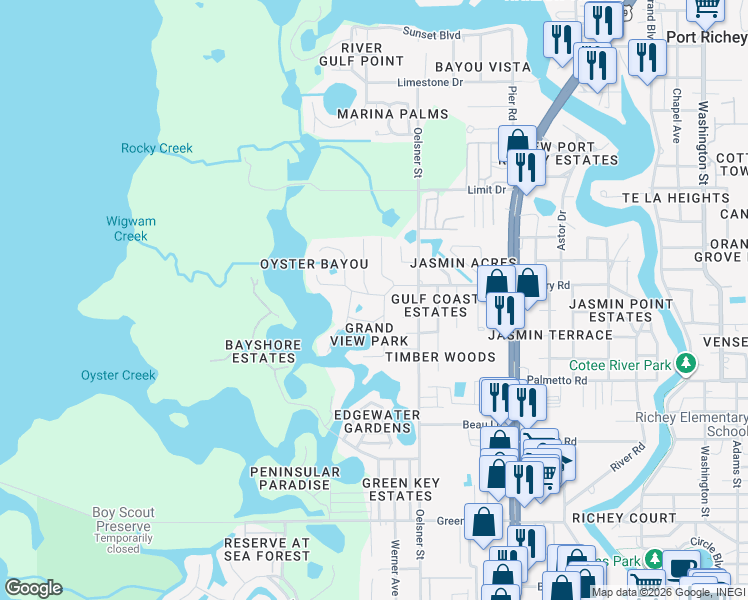 map of restaurants, bars, coffee shops, grocery stores, and more near 4844 Grandview Avenue in NEW PRT RCHY