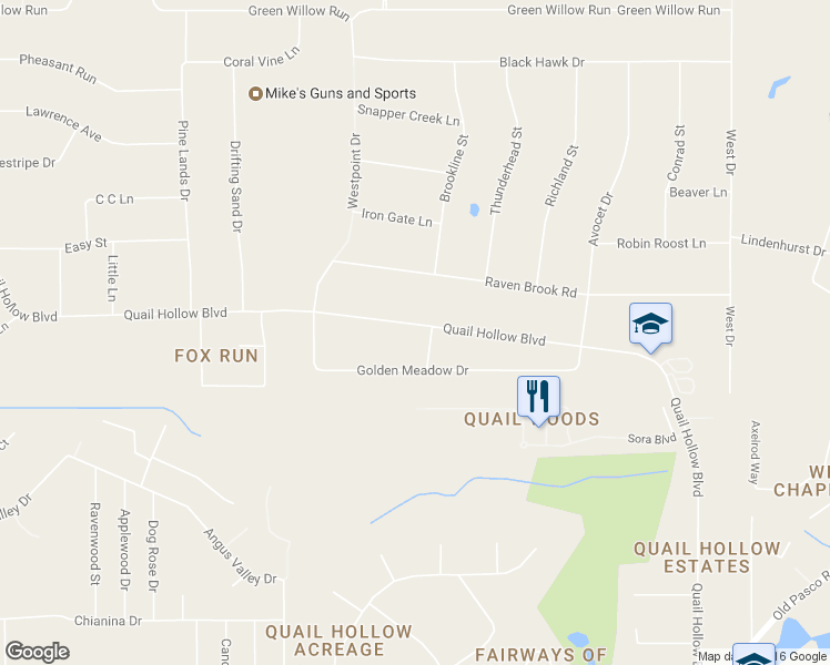 map of restaurants, bars, coffee shops, grocery stores, and more near 7125 Hamilton Lane in Zephyrhills