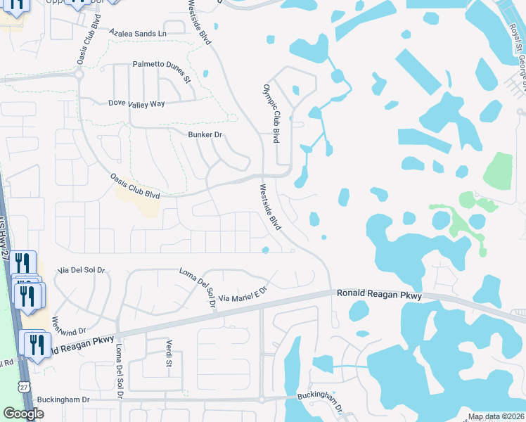 map of restaurants, bars, coffee shops, grocery stores, and more near 8937 Stinger Drive in Davenport