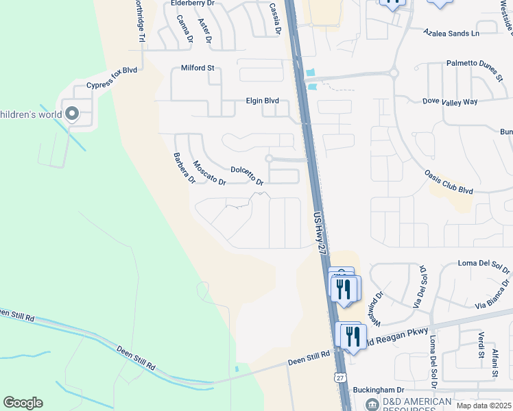 map of restaurants, bars, coffee shops, grocery stores, and more near 256 Williamson Drive in Davenport