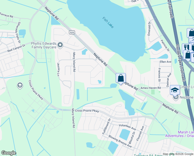 map of restaurants, bars, coffee shops, grocery stores, and more near 2356 Kings Crest Road in Kissimmee