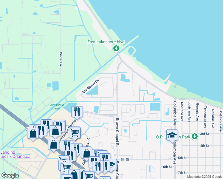 map of restaurants, bars, coffee shops, grocery stores, and more near 3826 Blackberry Circle in St. Cloud