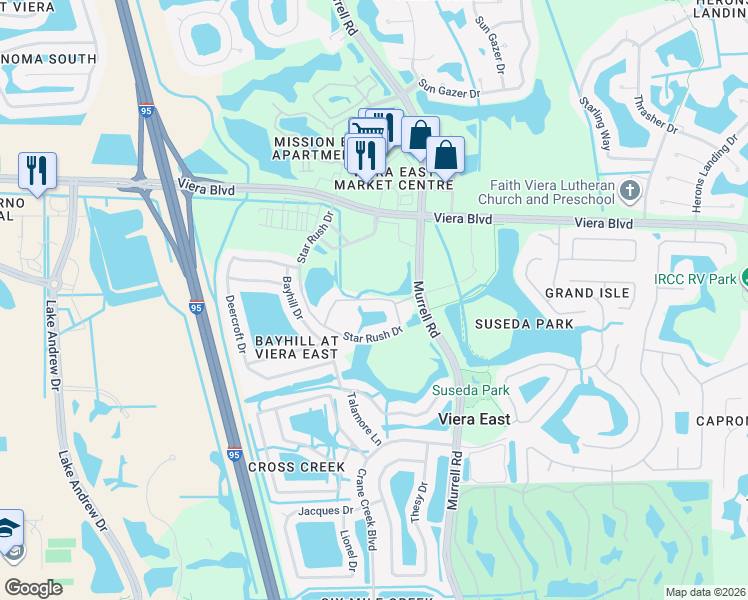 map of restaurants, bars, coffee shops, grocery stores, and more near 1737 Sophias Drive in Melbourne