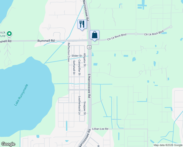 map of restaurants, bars, coffee shops, grocery stores, and more near 5001 Haywood Ruffin Road in St. Cloud
