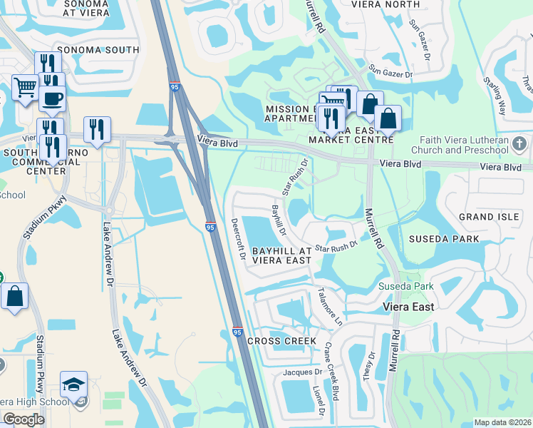 map of restaurants, bars, coffee shops, grocery stores, and more near 2030 Tiburon Lane in Melbourne