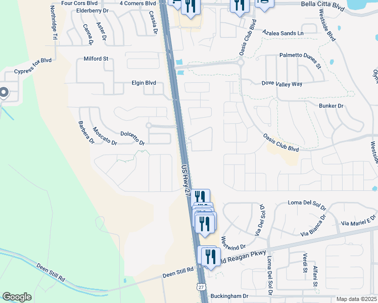 map of restaurants, bars, coffee shops, grocery stores, and more near 236 Dolcetto Drive in Davenport
