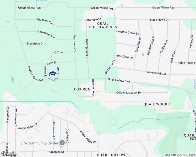 map of restaurants, bars, coffee shops, grocery stores, and more near Quail Hollow Boulevard in Wesley Chapel