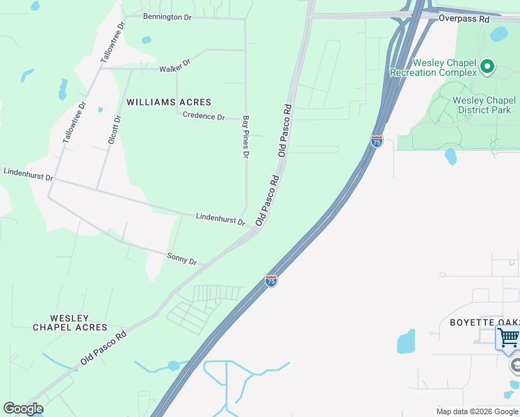 map of restaurants, bars, coffee shops, grocery stores, and more near 7251 Old Pasco Road in Zephyrhills