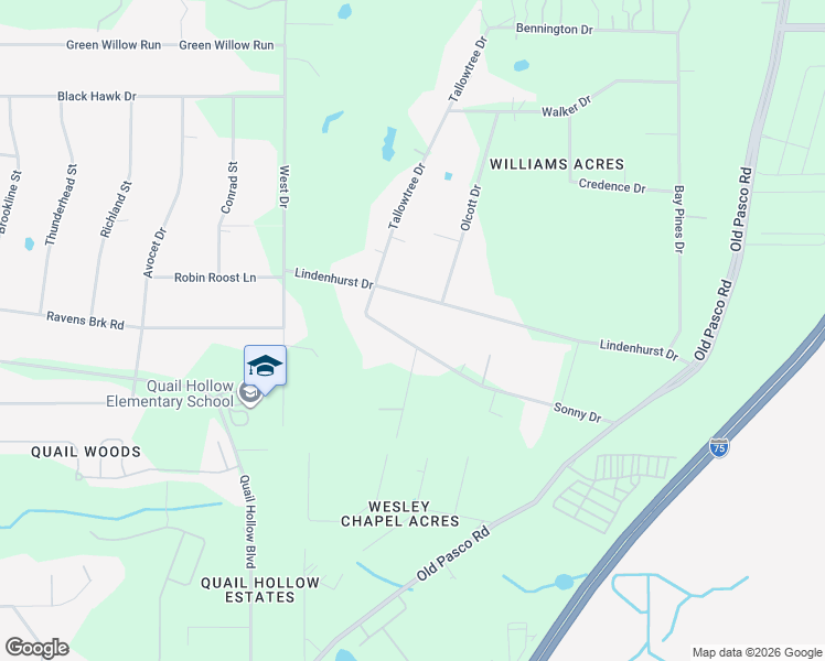 map of restaurants, bars, coffee shops, grocery stores, and more near 28233 Sonny Drive in Wesley Chapel