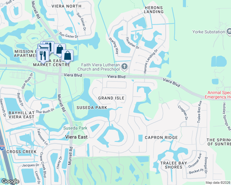 map of restaurants, bars, coffee shops, grocery stores, and more near 1612 Keys Gate Drive in Melbourne