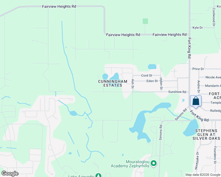 map of restaurants, bars, coffee shops, grocery stores, and more near 36235 Sunshine Road in Zephyrhills