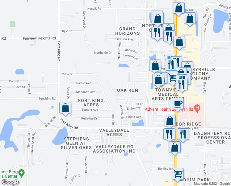 map of restaurants, bars, coffee shops, grocery stores, and more near 37437 Laurel Hammock Drive in Zephyrhills