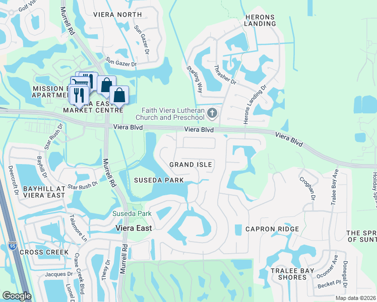 map of restaurants, bars, coffee shops, grocery stores, and more near 1612 Keys Gate Drive in Melbourne