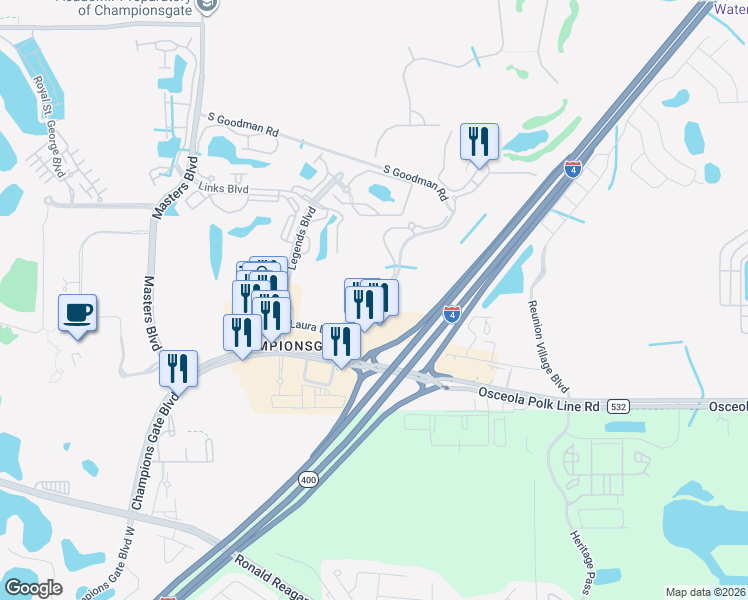 map of restaurants, bars, coffee shops, grocery stores, and more near 1499 South Goodman Road in Davenport