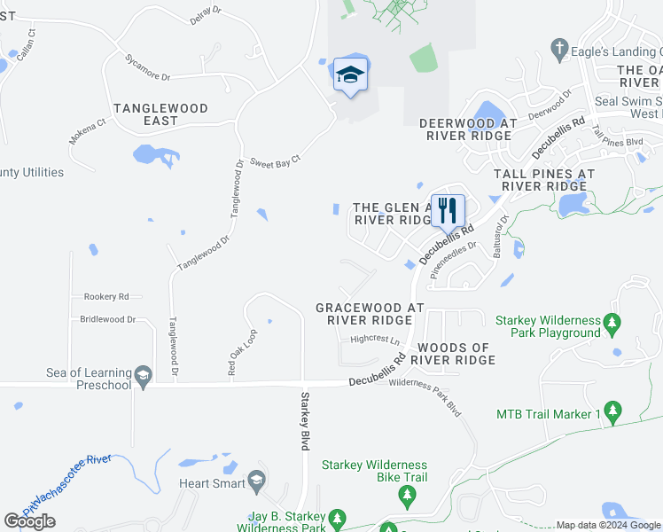 map of restaurants, bars, coffee shops, grocery stores, and more near 10012 Fountain Court in New Port Richey