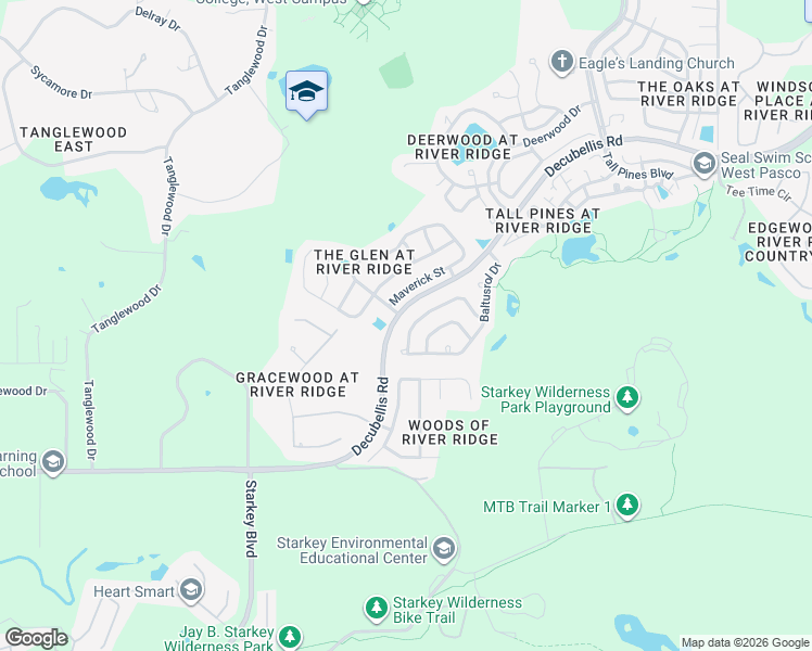 map of restaurants, bars, coffee shops, grocery stores, and more near 10301 Ravines Drive in New Port Richey