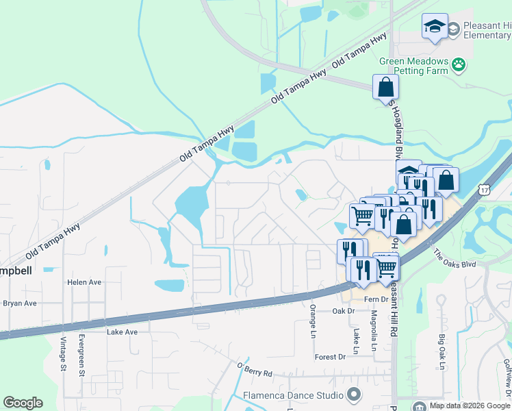 map of restaurants, bars, coffee shops, grocery stores, and more near 4001-4165 Northgate Drive in Kissimmee