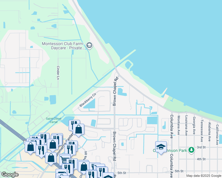 map of restaurants, bars, coffee shops, grocery stores, and more near 3845 Blackberry Circle in St. Cloud