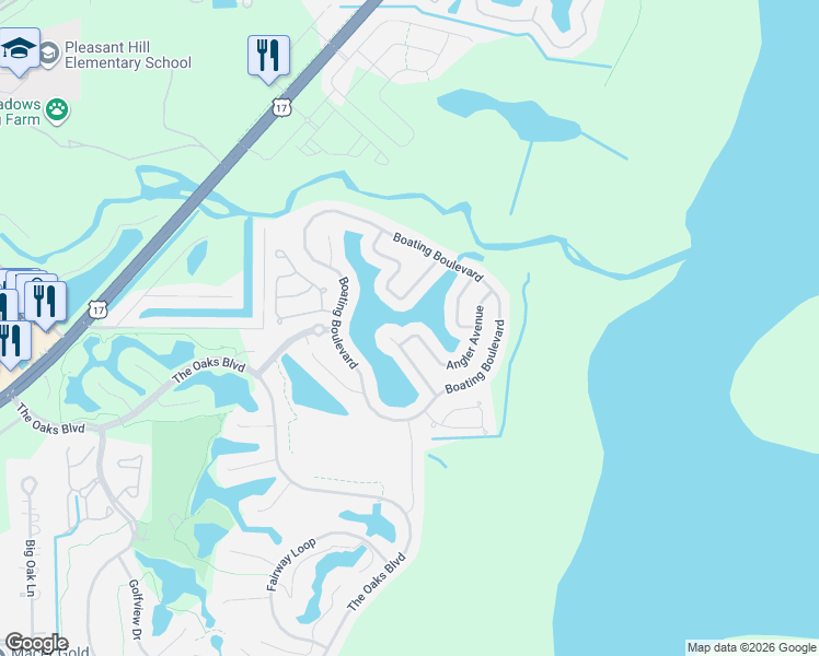 map of restaurants, bars, coffee shops, grocery stores, and more near 1565 Angler Avenue in Kissimmee