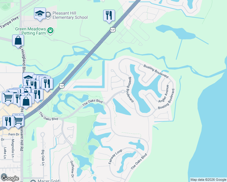 map of restaurants, bars, coffee shops, grocery stores, and more near 1915 Commander Way in Kissimmee