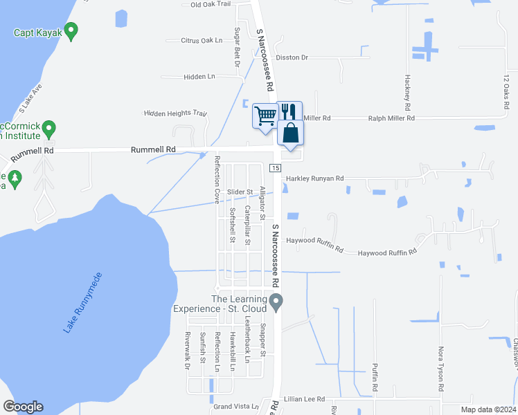 map of restaurants, bars, coffee shops, grocery stores, and more near 4927 Tortoise Trail in Saint Cloud