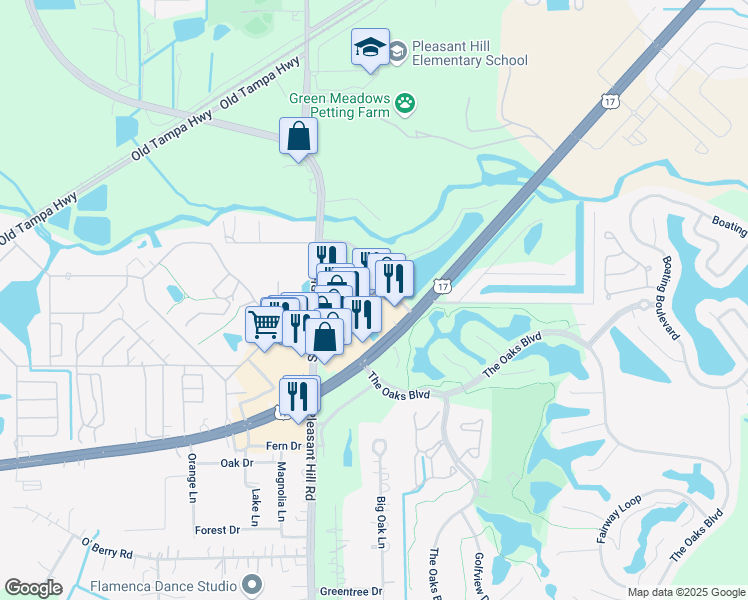 map of restaurants, bars, coffee shops, grocery stores, and more near 3223 South John Young Parkway in Kissimmee