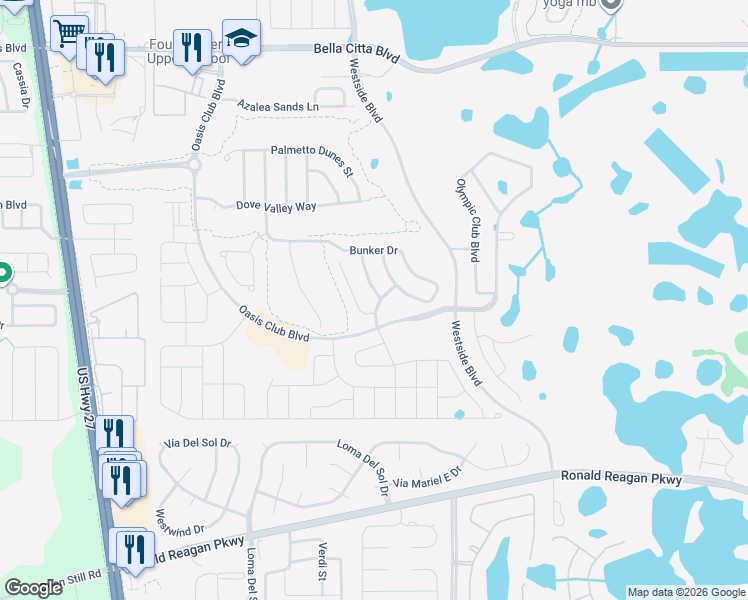 map of restaurants, bars, coffee shops, grocery stores, and more near 1423 Pro Shop Court in Davenport