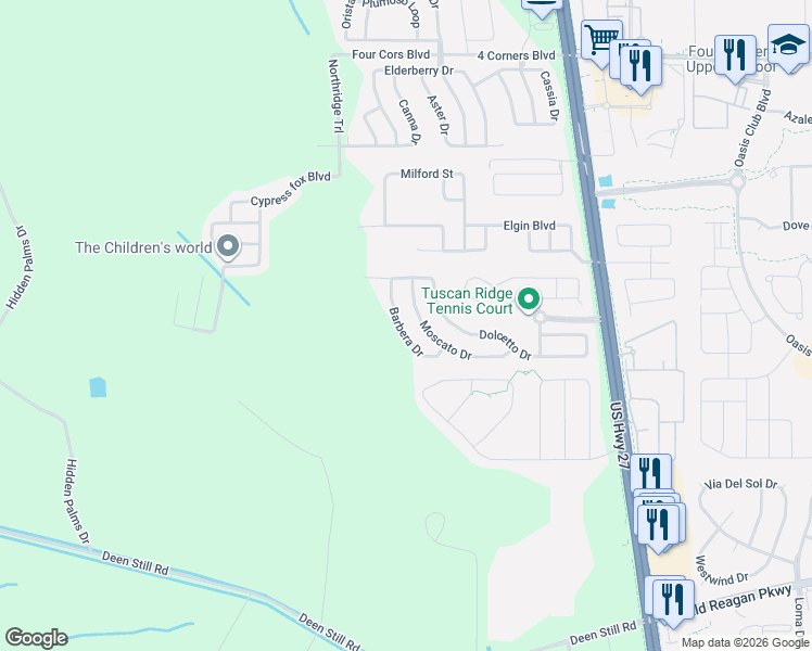 map of restaurants, bars, coffee shops, grocery stores, and more near 356 Moscato Drive in Davenport