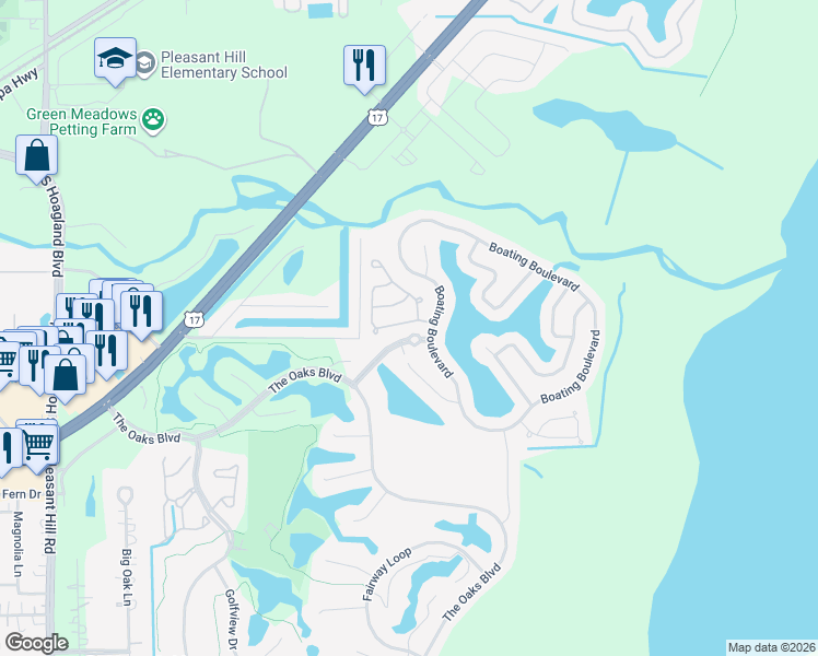 map of restaurants, bars, coffee shops, grocery stores, and more near 1915 Commander Way in Kissimmee