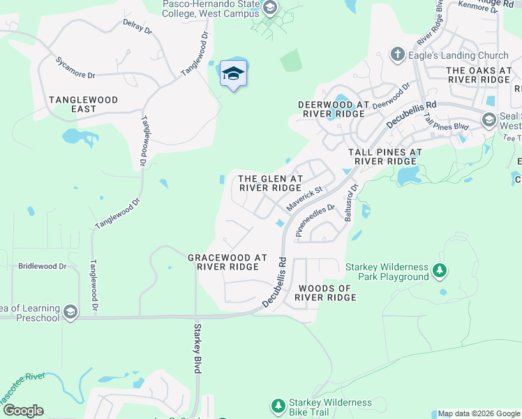 map of restaurants, bars, coffee shops, grocery stores, and more near 7340 America Way in New Port Richey