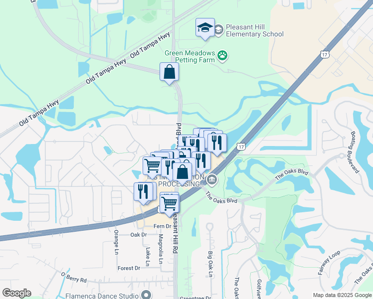 map of restaurants, bars, coffee shops, grocery stores, and more near 3237 South John Young Parkway in Kissimmee