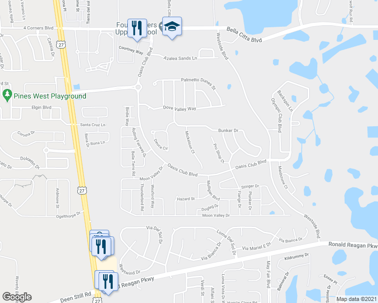 map of restaurants, bars, coffee shops, grocery stores, and more near 1432 Mickelson Court in Davenport