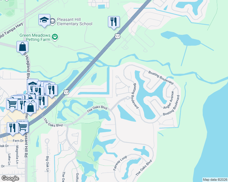 map of restaurants, bars, coffee shops, grocery stores, and more near 1456 Flamingo Drive in Kissimmee