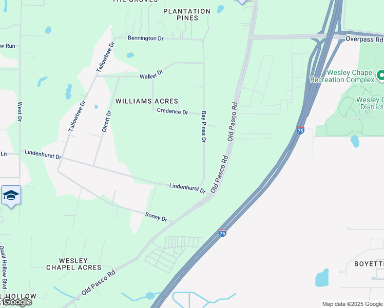 map of restaurants, bars, coffee shops, grocery stores, and more near 7321 Bay Pines Drive in Zephyrhills