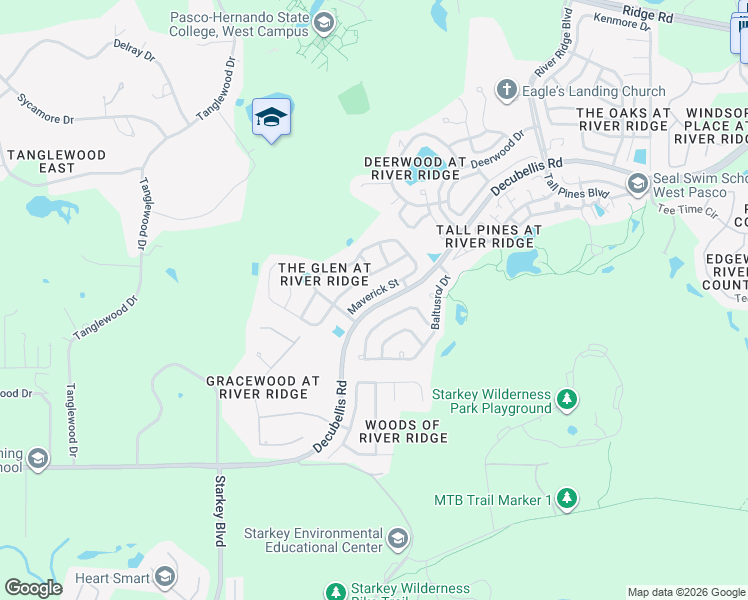 map of restaurants, bars, coffee shops, grocery stores, and more near 10312 Maverick Street in New Port Richey