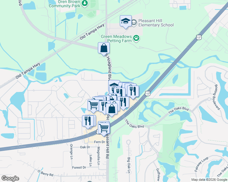 map of restaurants, bars, coffee shops, grocery stores, and more near 3237 South John Young Parkway in Kissimmee