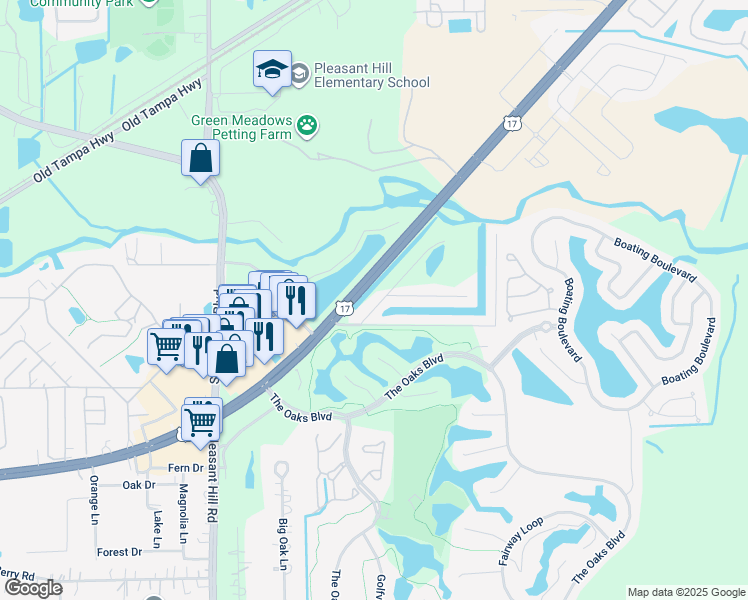 map of restaurants, bars, coffee shops, grocery stores, and more near 2785 Alice Boulevard in Kissimmee