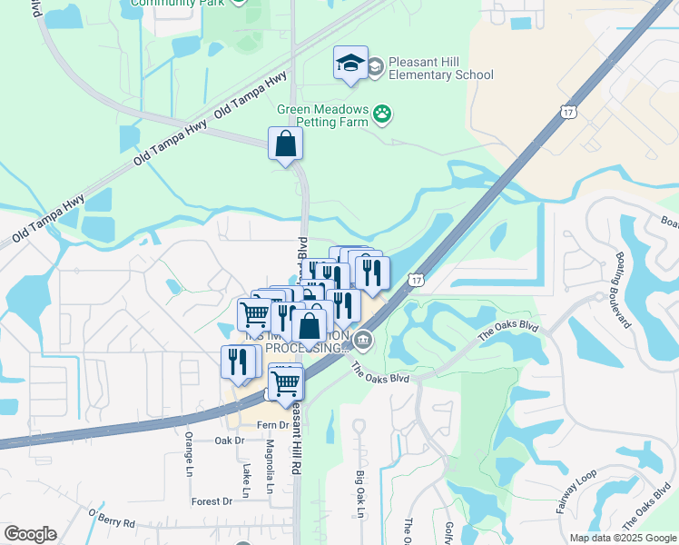 map of restaurants, bars, coffee shops, grocery stores, and more near 3237 South John Young Parkway in Kissimmee