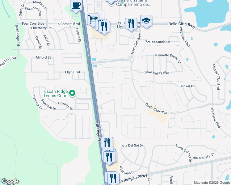 map of restaurants, bars, coffee shops, grocery stores, and more near 1501 Rolling Fairway Drive in Davenport