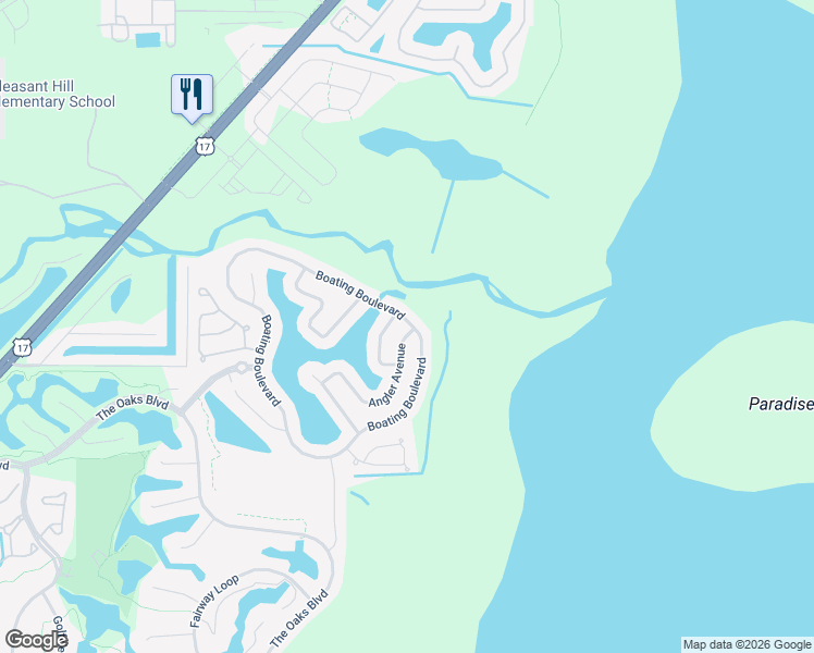 map of restaurants, bars, coffee shops, grocery stores, and more near 2926 Boating Boulevard in Kissimmee