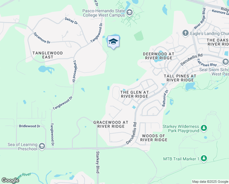 map of restaurants, bars, coffee shops, grocery stores, and more near 7432 Canvasback Drive in New Port Richey