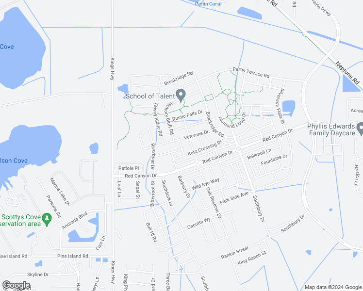map of restaurants, bars, coffee shops, grocery stores, and more near 1455 Powell Lane in Kissimmee