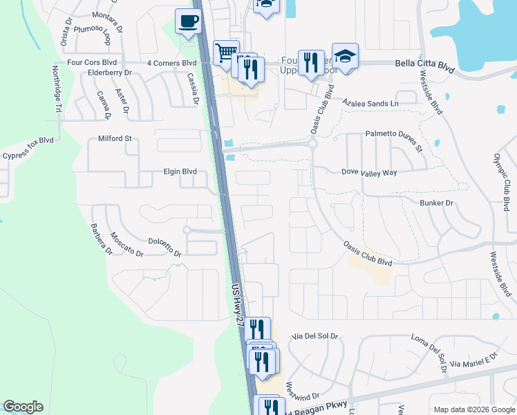 map of restaurants, bars, coffee shops, grocery stores, and more near 439 Rena Drive in Davenport
