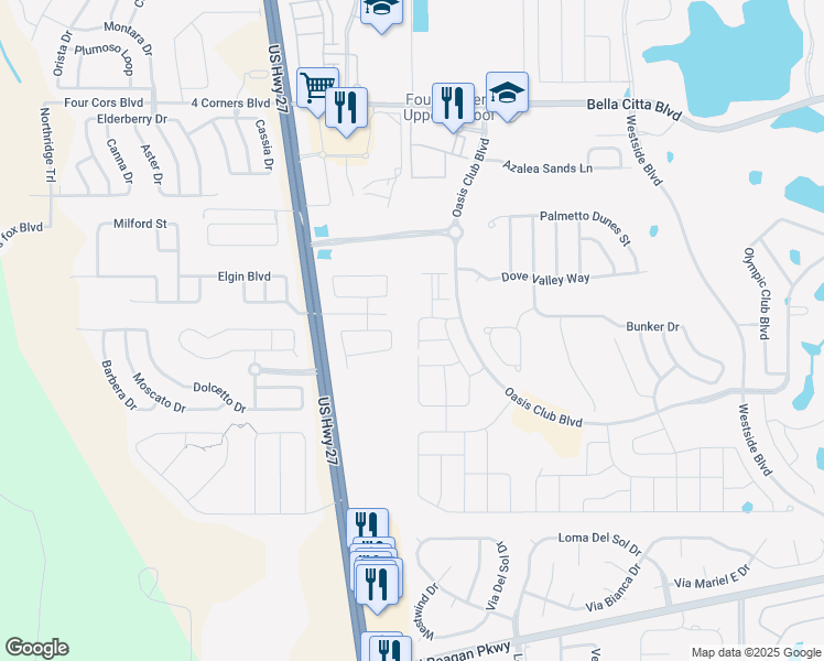 map of restaurants, bars, coffee shops, grocery stores, and more near 1501 Rolling Fairway Drive in Davenport