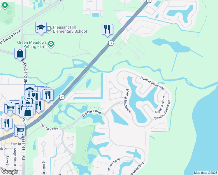 map of restaurants, bars, coffee shops, grocery stores, and more near 1954 Commander Way in Kissimmee
