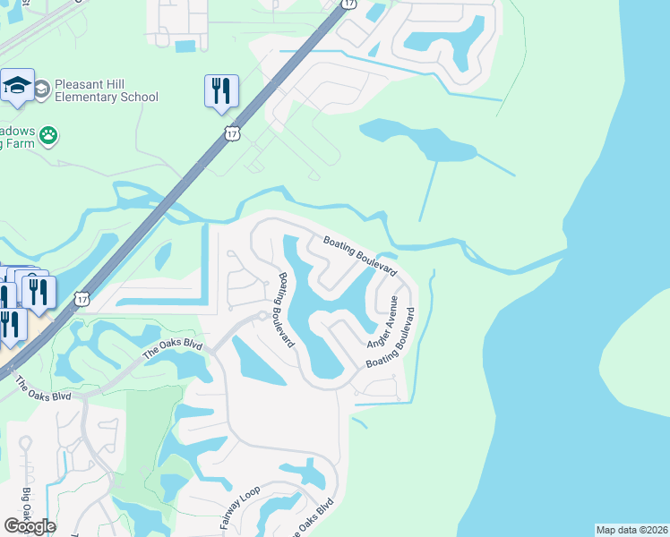 map of restaurants, bars, coffee shops, grocery stores, and more near 1741 Boat Launch Road in Kissimmee