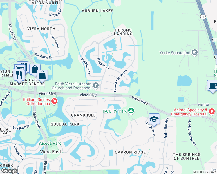 map of restaurants, bars, coffee shops, grocery stores, and more near 860 Sandhill Crane Court in Rockledge