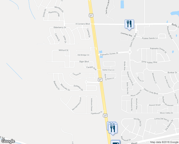 map of restaurants, bars, coffee shops, grocery stores, and more near 505 Corvina Drive in Davenport