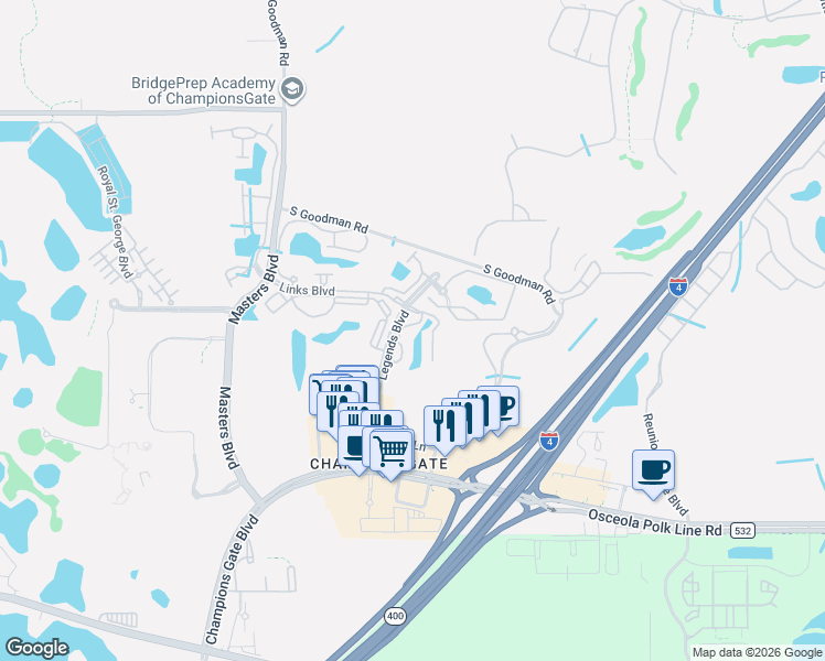 map of restaurants, bars, coffee shops, grocery stores, and more near 1415 Milledge Lane in Davenport