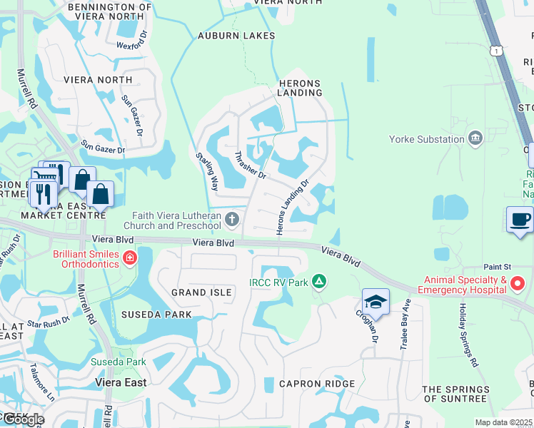 map of restaurants, bars, coffee shops, grocery stores, and more near 860 Sandhill Crane Court in Rockledge